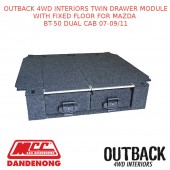 OUTBACK 4WD INTERIORS TWIN DRAWER MODULE FIXED FLOOR BT-50 DUAL CAB 07-09/11